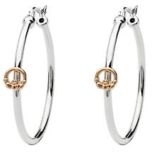 Irish Earrings | Sterling Silver Rose Gold Claddagh Hoop Earrings Product Image