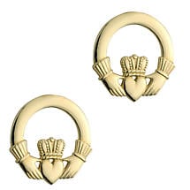 Alternate image for Irish Earrings | 10k Yellow Gold Stud Claddagh Earrings